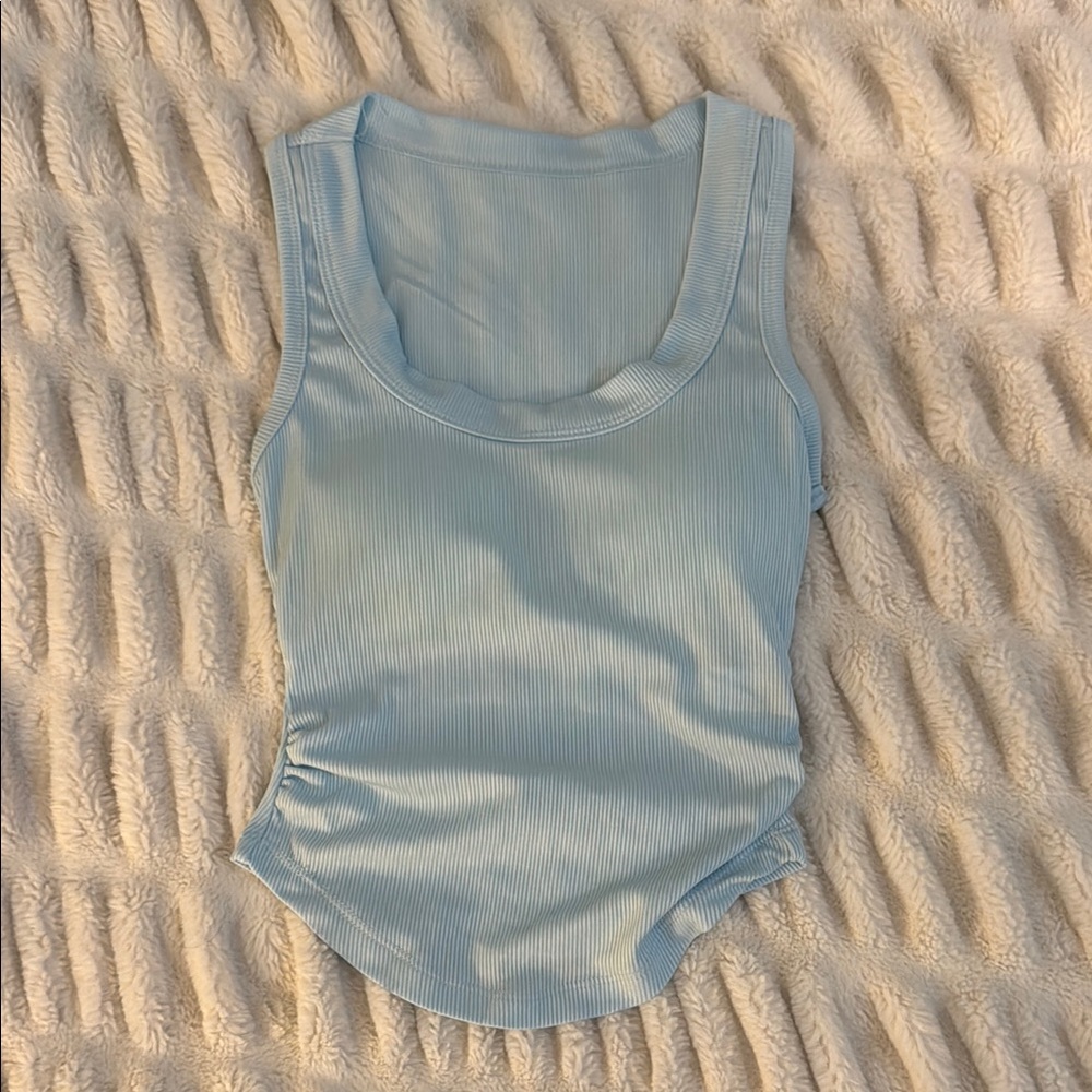 Light Blue Ribbed Tank Top